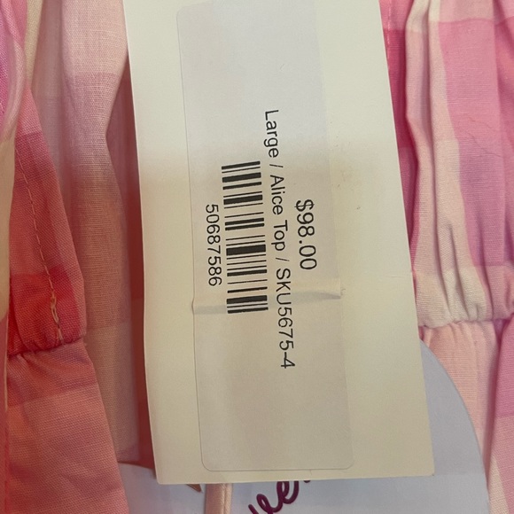 Frilly pink and white Buddy Love blouse, Size L, new with tags. - Picture 3 of 5